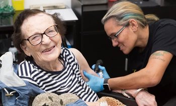 Care home resident gets first tattoo at 89yrs old!
