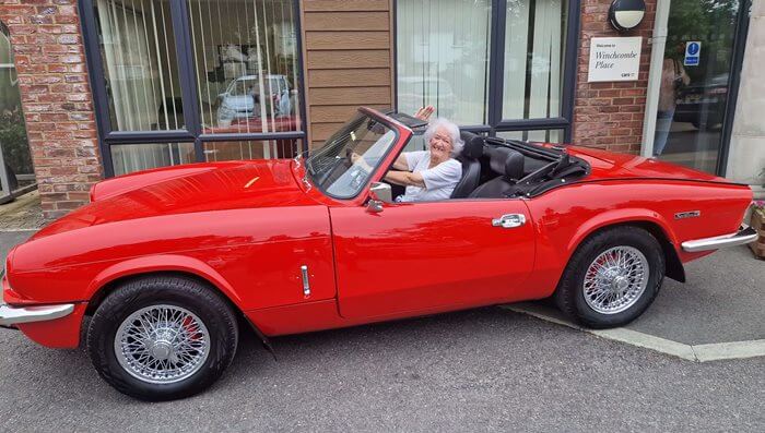 Patricia's pride and joy in her younger years was a Triumph Spitfire, so the care home team arranged to reunite her with the classic car.