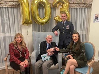 ‘A good Guinness and fresh air!’ Retired WW2 RAF pilot reveals the secret to a long life on his 103rd birthday