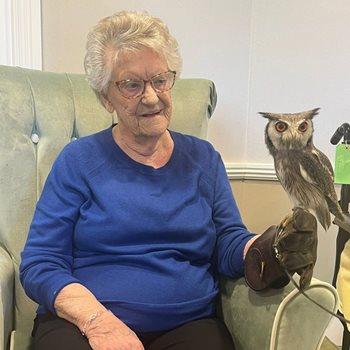 Birds of prey swoop in for Cardiff care home visit