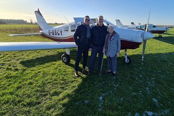 Sky’s the limit! Local care home resident completes lifetime wish to fly a plane
