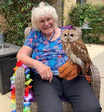 An absolute hoot! Owl visit wows Witney care home resident 