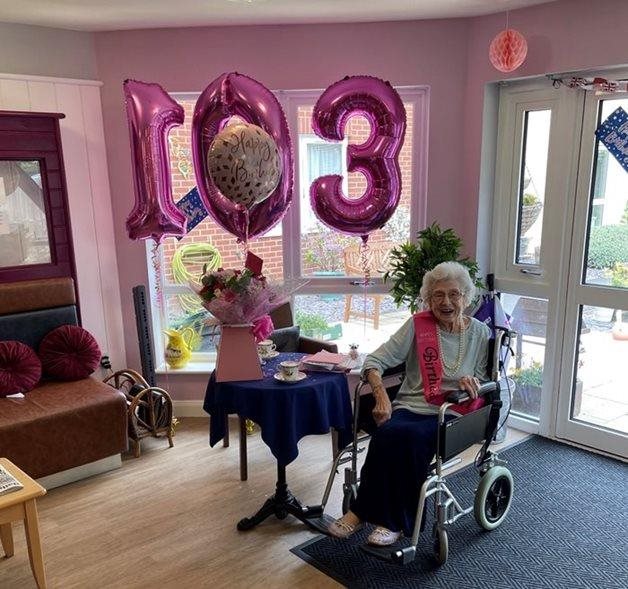  Incredible 103-year-old Bury St Edmunds care home resident celebrates third year as a centenarian