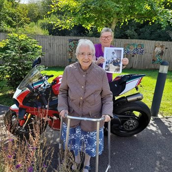 Eye care home resident’s motorbike dream speedily comes true