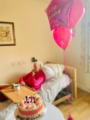 A royal celebration for Queenie! Purley care home resident celebrates 101st birthday 