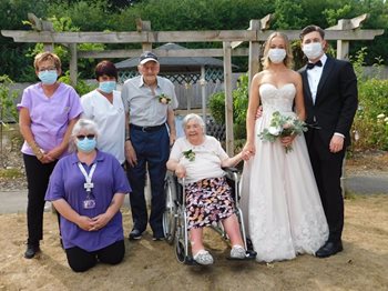Don’t tell the (grandmother of the) bride! Care home residents surprised with recreation of granddaughter’s wedding