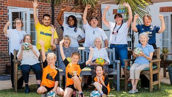 Knebworth care home residents team up with young footballers for matchday magic