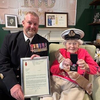 Former Wren honoured with medal on 100th birthday