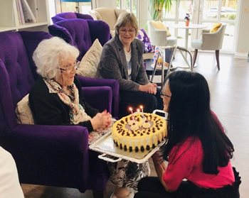 ‘Good friends, good food – and good wine!’ – Horley care home resident reveals secret to long life on 102nd birthday 