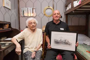 Ferry impressive! Care home recreates a 1950s ship cabin for a resident who travelled the world by sea to marry her husband