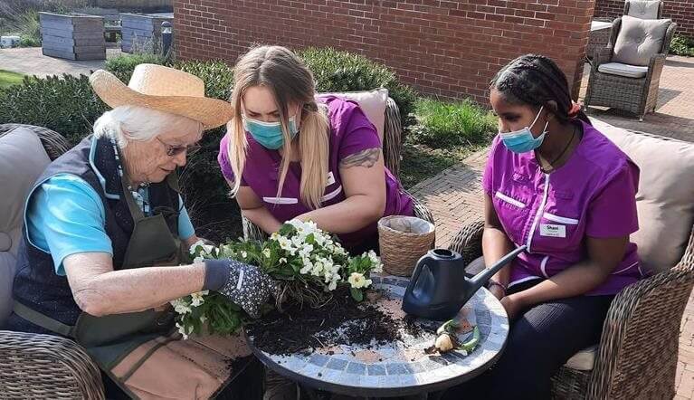 Residents at Trymview Hall have been enjoying gardening sessions.