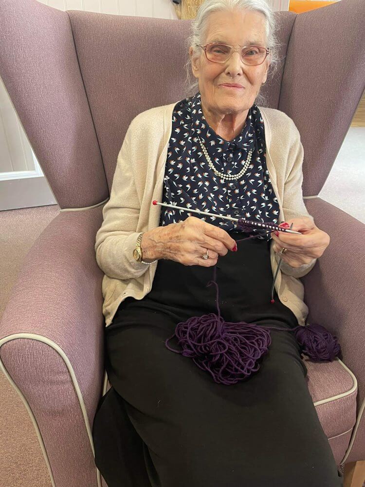 Registered General Nurse Bank - resident knitting