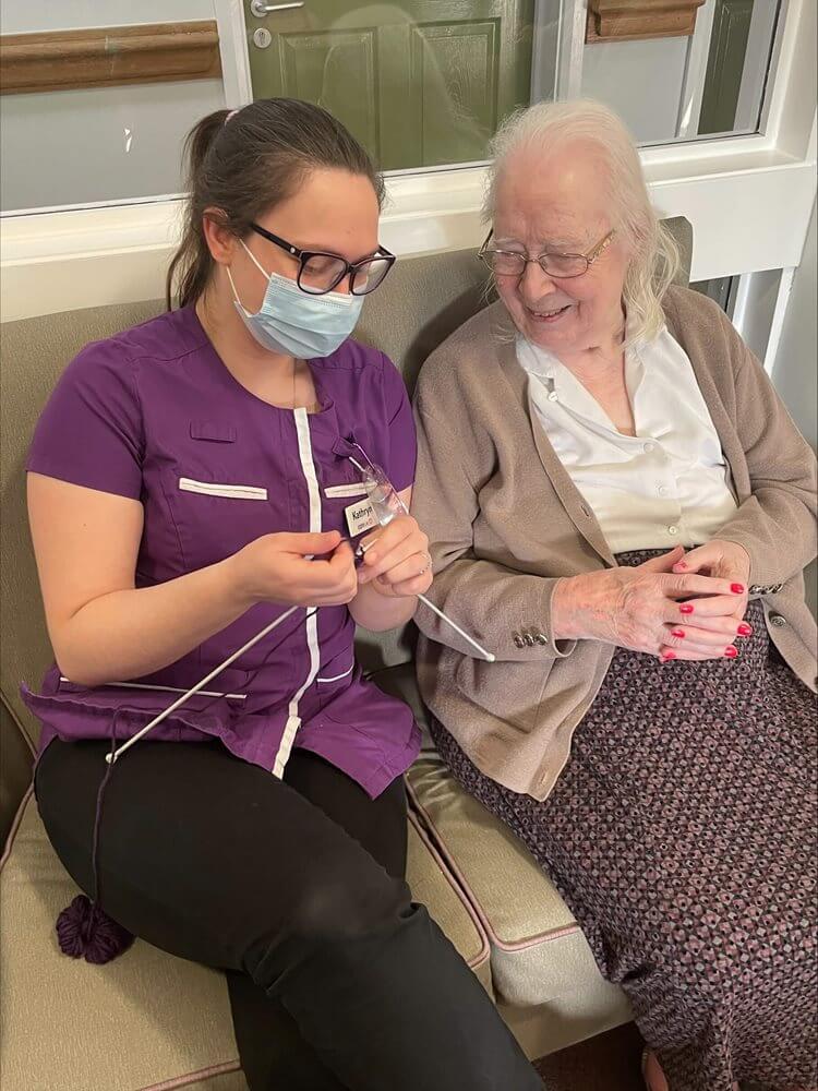 At Sandfields, residents have been sharing their best knitting tips and tricks with members of the team.