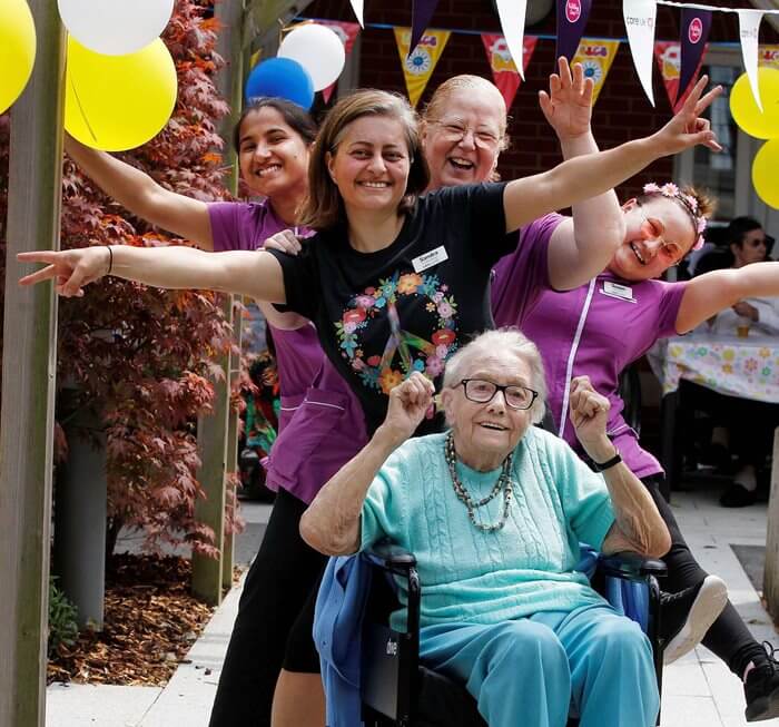 The team and residents at Newbury Grove enjoying the festival fun