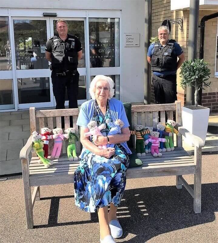 Peggy knitted over 200 teddies for police to help support children’s wellbeing.