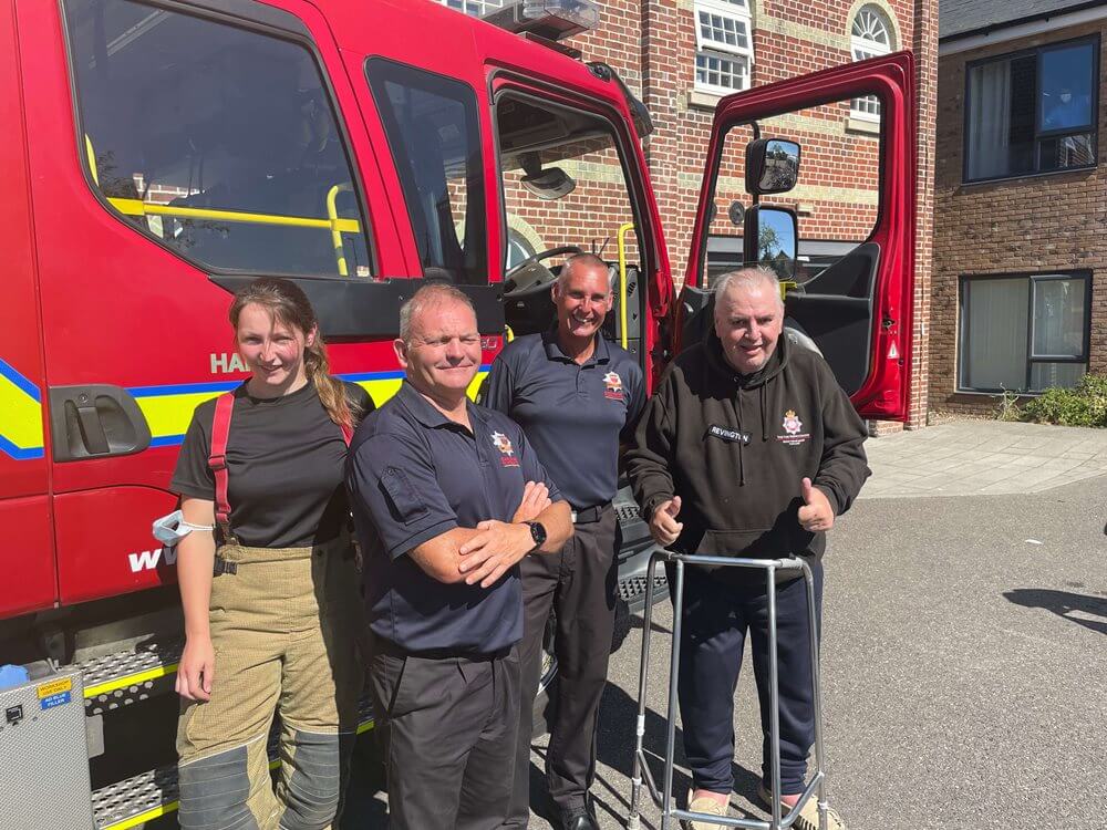 76-year-old John from Bowes House couldn’t believe his eyes when the East Sussex Fire and Rescue Service crew dropped by to say a special hello.  