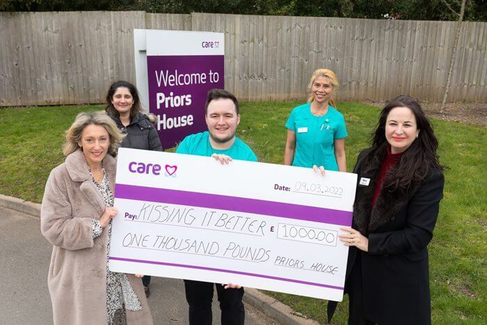 Priors House donates £1,000 to charity partner Kissing It Better.