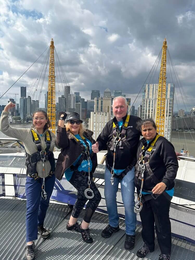 Colleagues at Elizabeth Lodge climbed the O2 to raise funds for local charity St Clare Hospice.