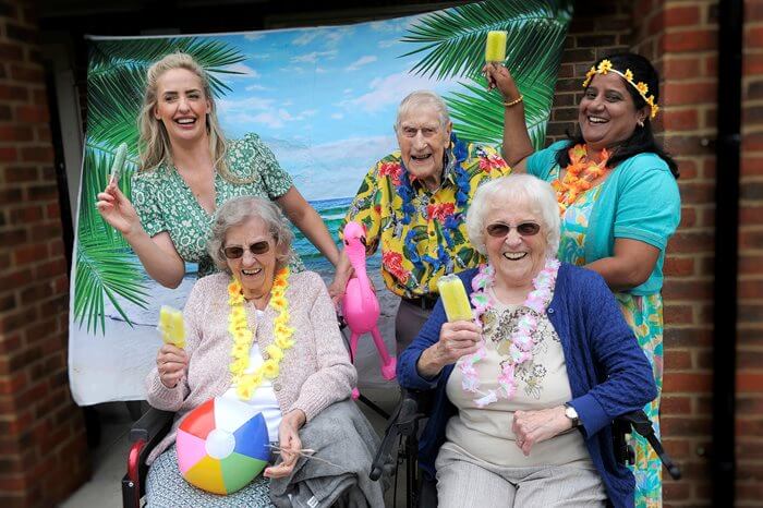 The team and residents at Greenview Hall enjoying the festival fun