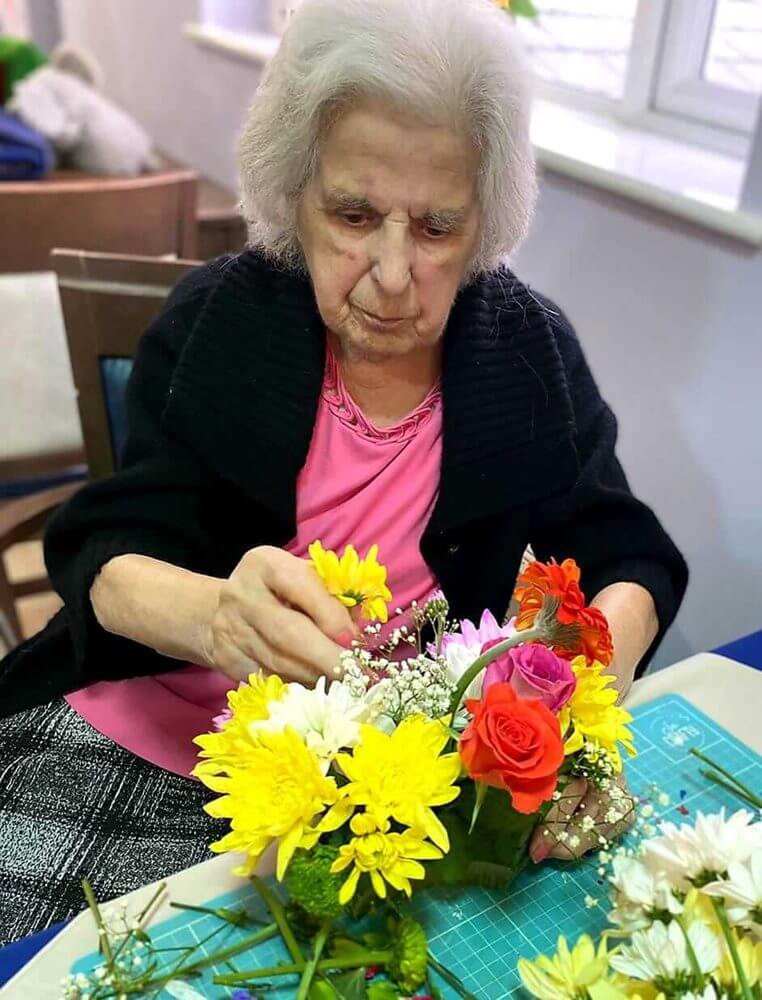 Flower arranging at Perry Manor.
