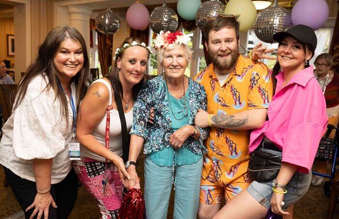 The team and residents at Cranford Grange enjoying the festival fun